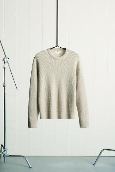 Zara LIMITED EDITION TEXTURED SWEATER - Beige - Image 0