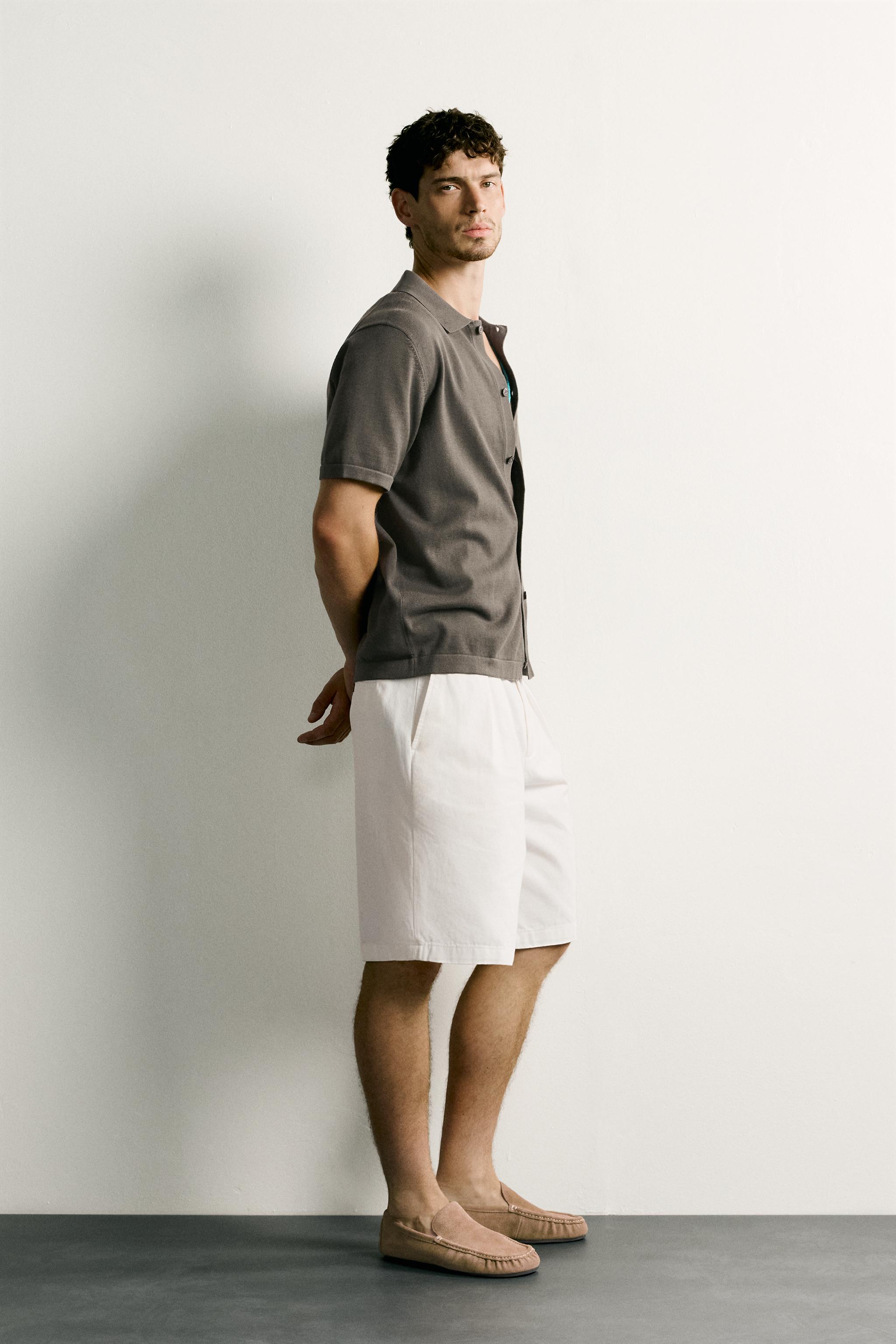 Мужские рубашки Zara RELAXED FIT KNIT SHIRT — фото 4
