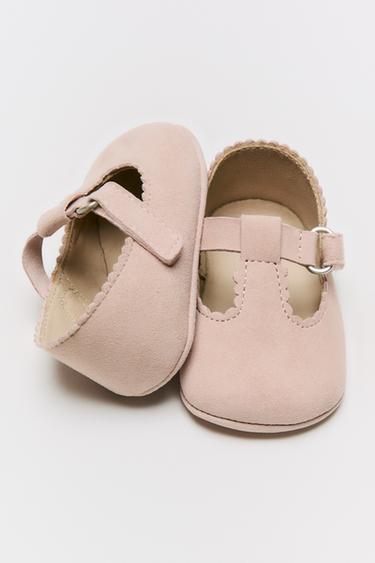 LEATHER BALLET FLATS - Pink by Zara