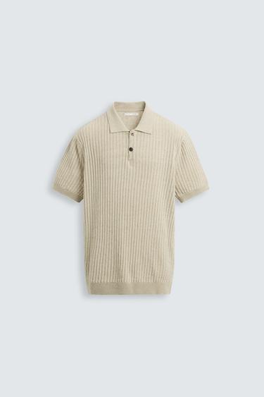 RIB KNIT POLO SHIRT - Light beige by Zara