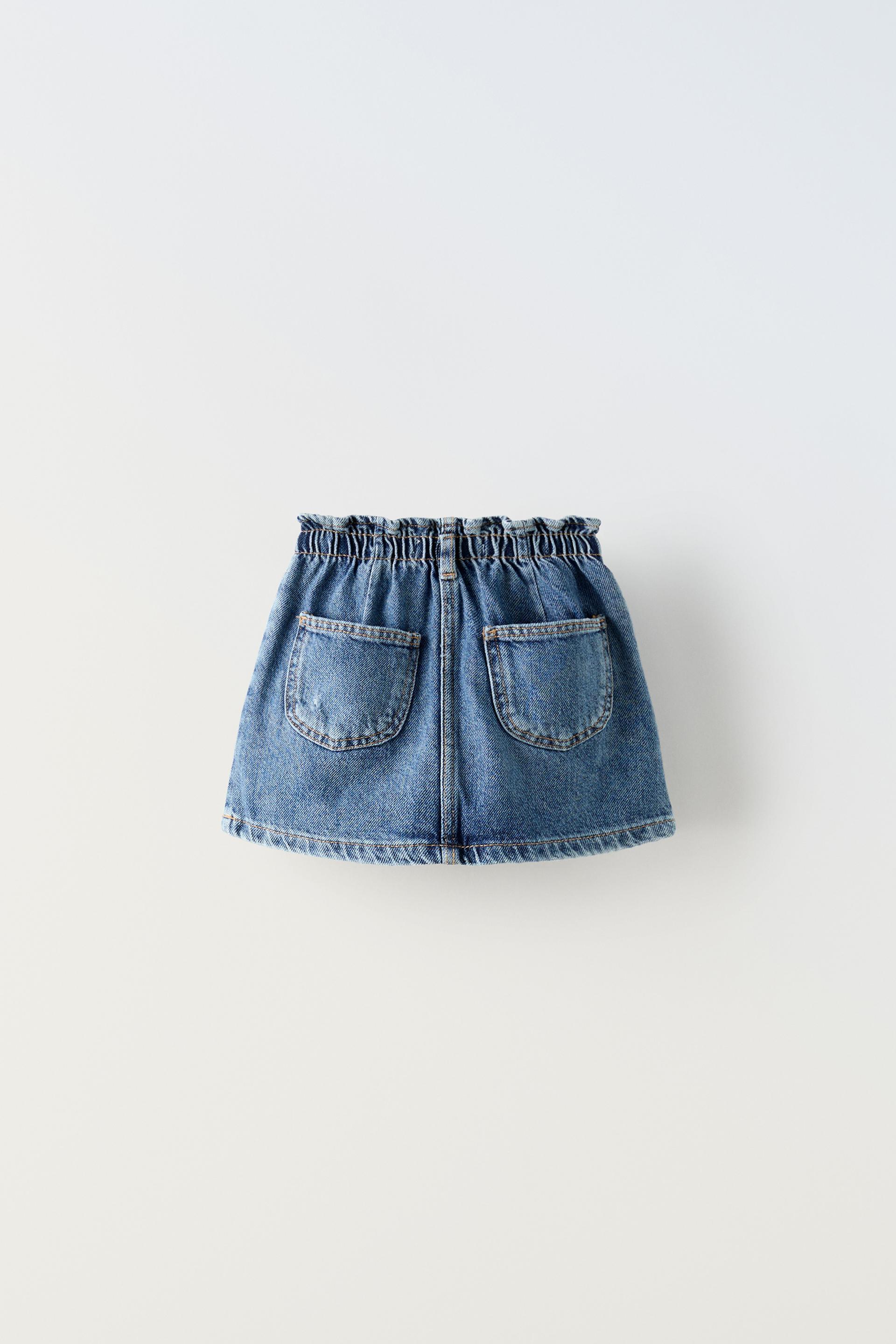 PAPERBAG DENIM SKIRT Mid blue ZARA Saudi Arabia