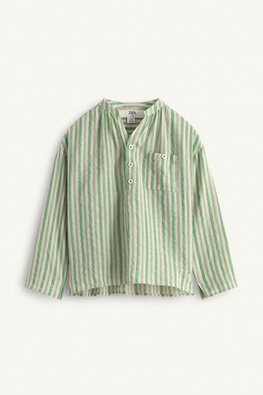 CAMISA RAYAS BOLSILLO LIMITED EDITION - Raya verde de Zara