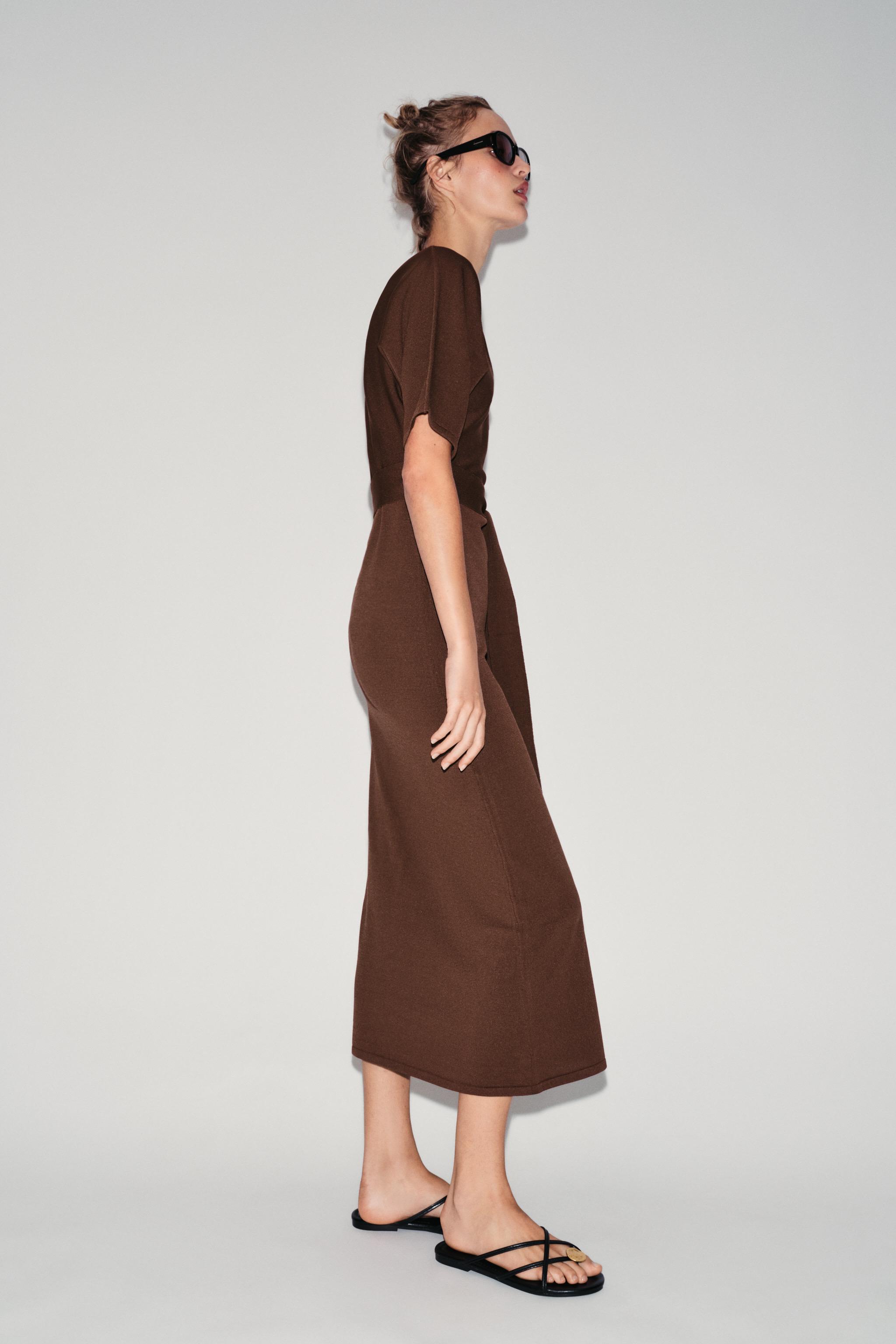 Женские платья Zara BELTED KNIT MIDI DRESS — фото 3