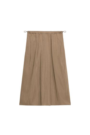 ZW COLLECTION NYLON MIDI SKIRT - Brown / Taupe by Zara