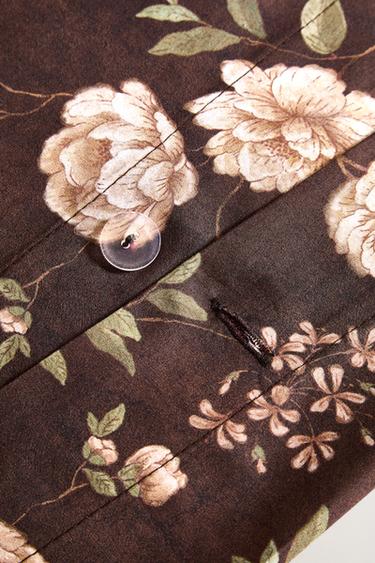 BETTBEZUG MIT BLUMENMUSTER - Braun von Zara