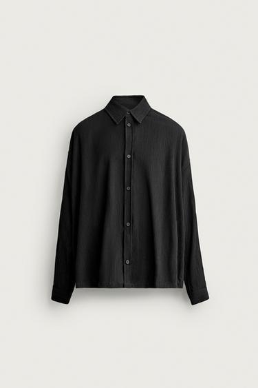 TEXTURED RELAXED FIT OVERSHIRT - Black by Zara - Image 0