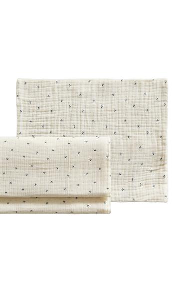 SET SÁBANAS MINICUNA ALGODÓN PUNTOS - Azul / Blanco de Zara