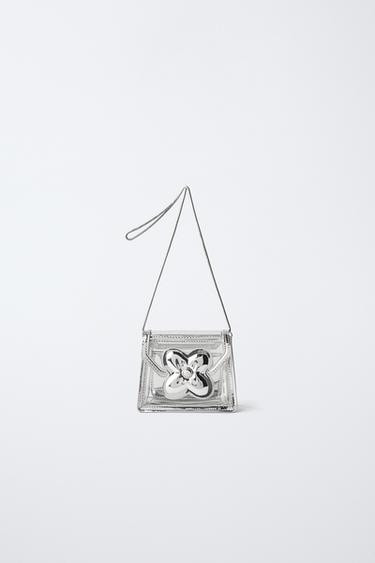 حقيبة كروس بودي بالزهور - فضي by Zara - Image 0