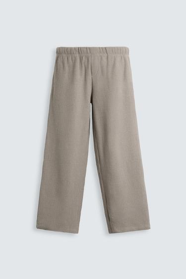 PANTALÓN RELAXED FIT ESTRUCTURA CUADRILLÉ - Marrón / Topo de Zara