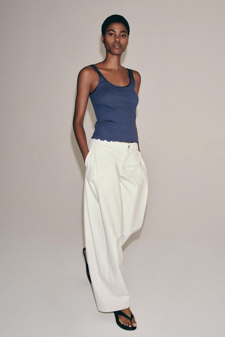 COTTON RIBBED SLEEVELESS T-SHIRT