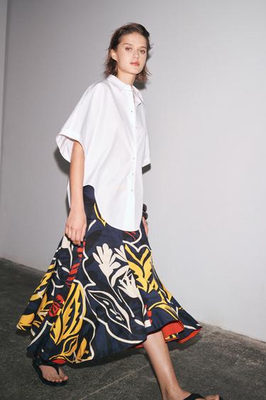 ZW COLLECTION PRINTED SKIRT - Navy blue by Zara - Image 0