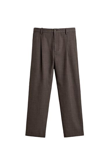 PANTALONS AMB LLANA I PLECS - Gris talp de Zara
