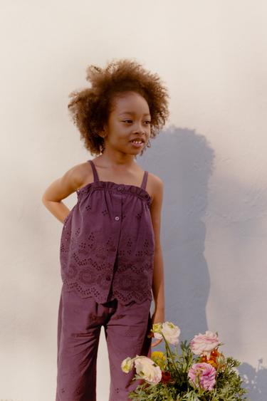 SCHIFFLI EMBROIDERED CULOTTES - Purple by Zara