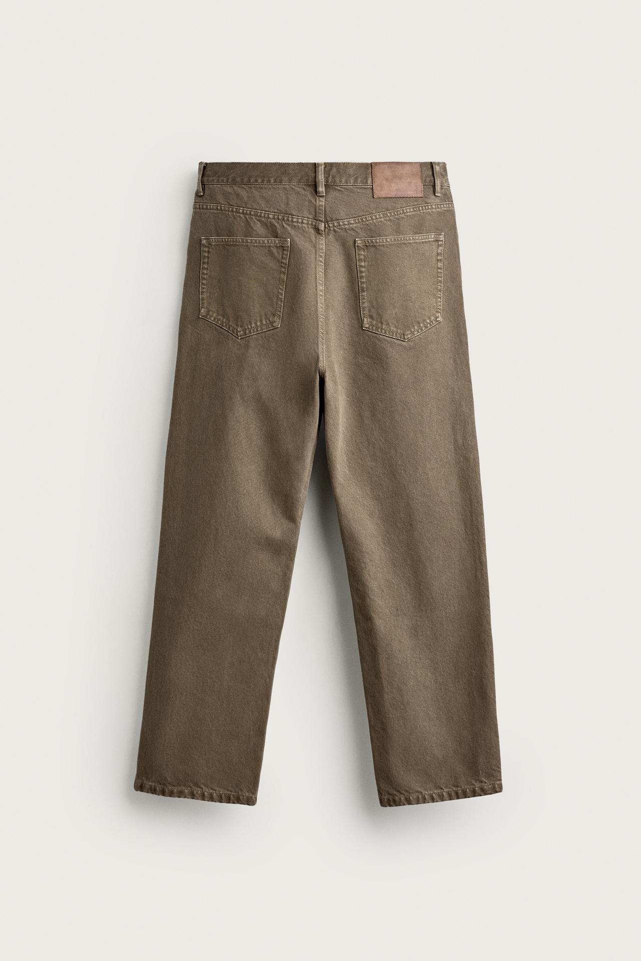 WASHED STRAIGHT-FIT PANTS — Light green