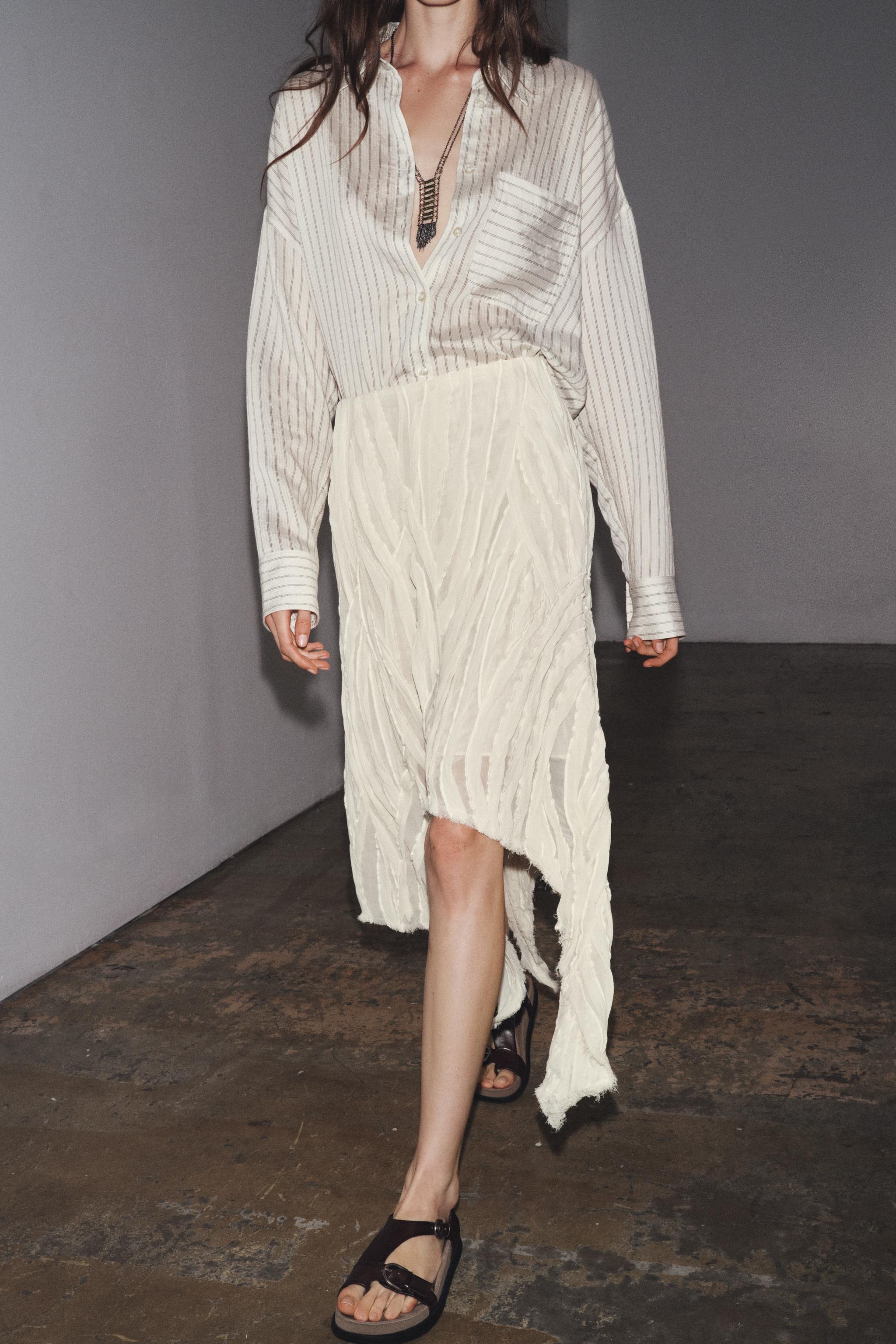 RZARAスカート他 ZW COLLECTION ASYMMETRIC PLEATED SKIRT - Ecru | ZARA United