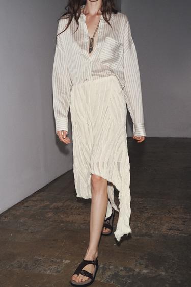 ZW COLLECTION ASYMMETRIC PLEATED SKIRT - Ecru by Zara - Image 5