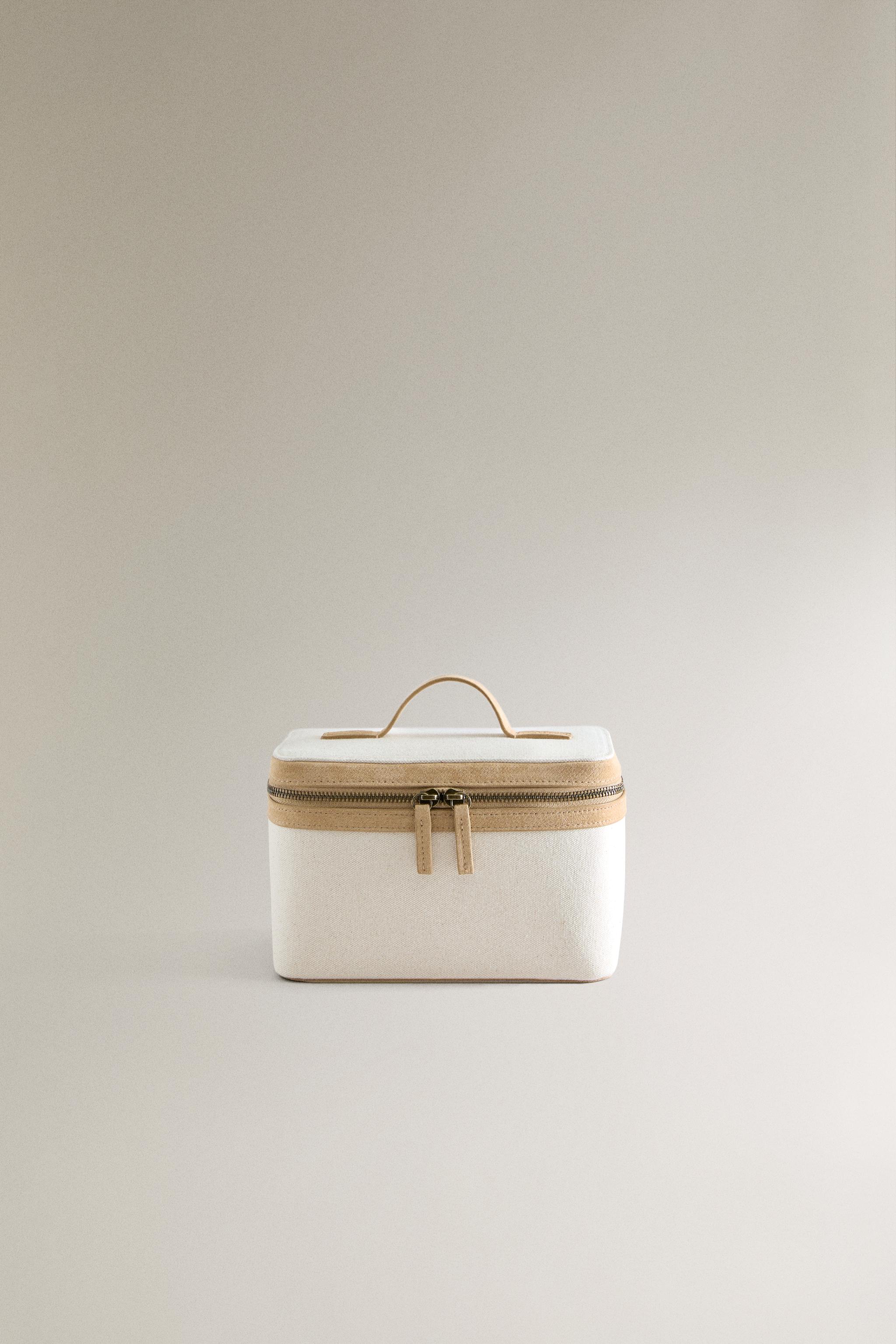 RIGID CANVAS LEATHER MAKEUP BAG