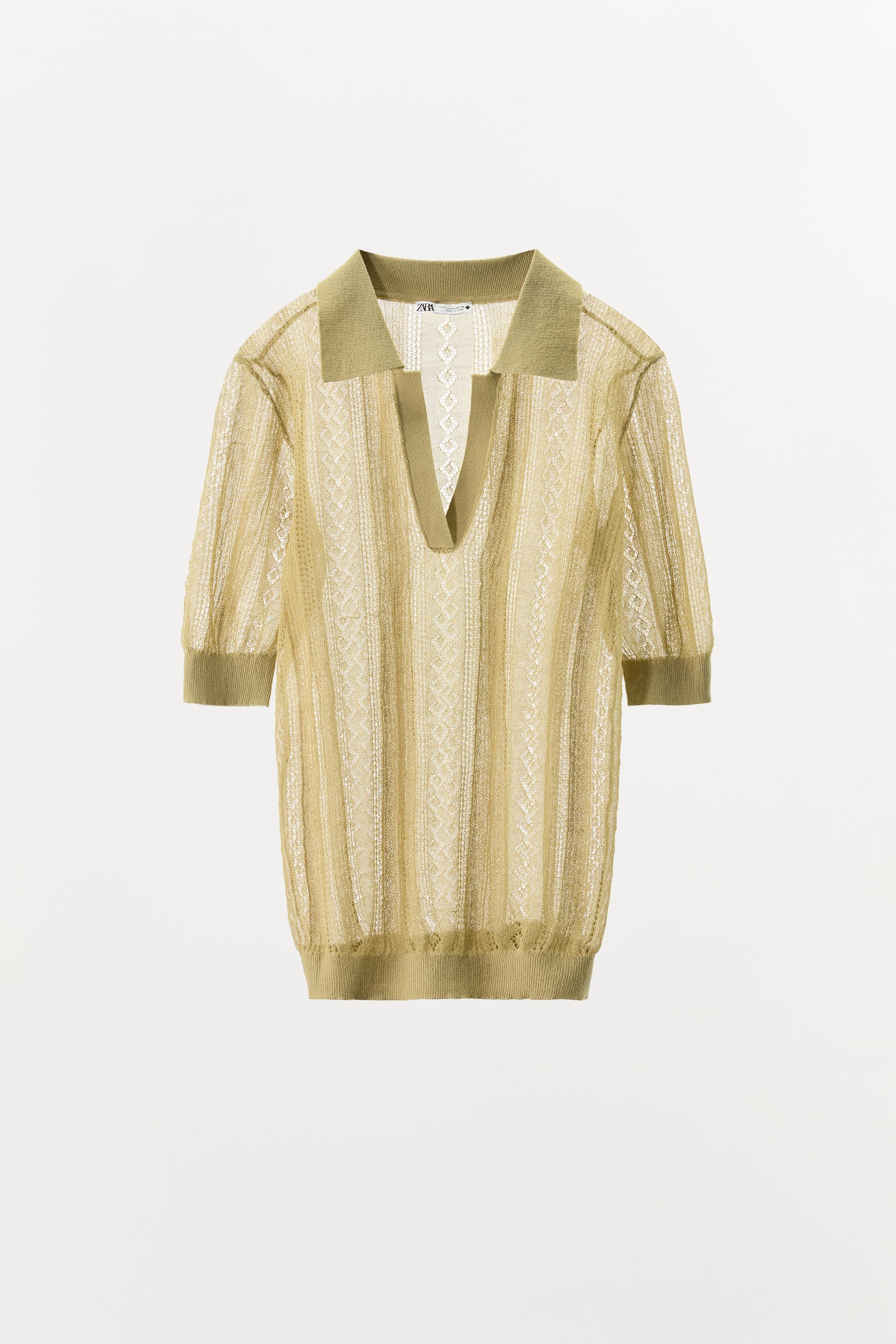オープンニット ポロトップス - グリーンマール | ZARA Japan / 日本