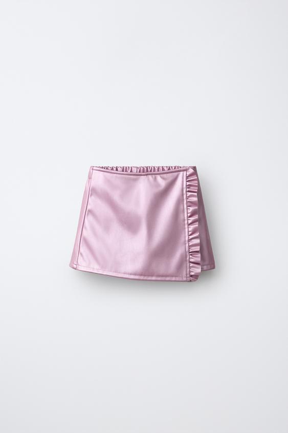 METALLIC RUFFLE BERMUDA SKORT - Pink by Zara - Image 0