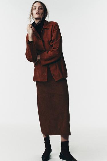 LIMITED EDITION SUEDE LEATHER POCKET SHIRT - Dusty pink by Zara