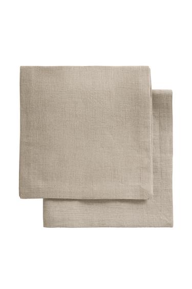 PACK OF PLAIN-COLOURED LINEN NAPKINS - Light beige by Zara