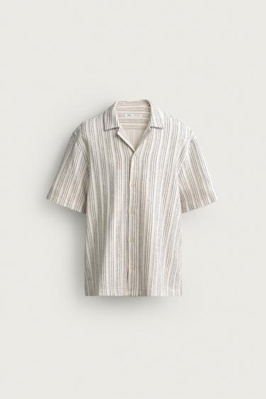 قميص REGULAR FIT هيكلي - خَام / أزرق الخاص بـ Zara