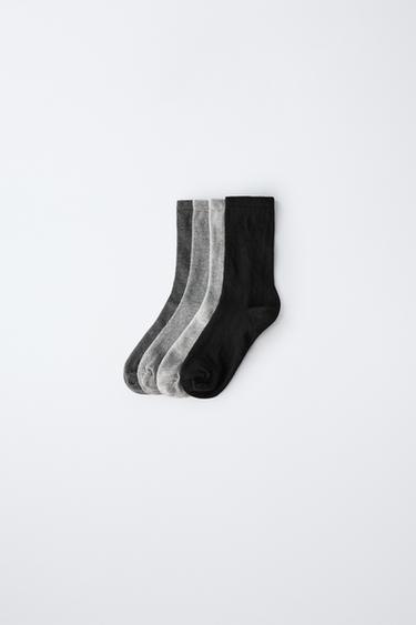 FOUR-PACK SOLID MID-CALF SOCKS — Gray 1