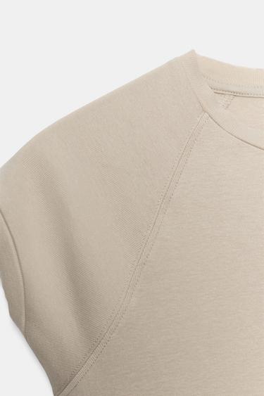 T-SHIRT EFFET DÉLAVÉ MANCHES RAGLAN - Beige de Zara - Image 8