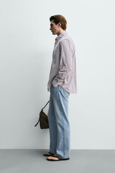 CHEMISE REGULAR FIT À RAYURES - Rose / Blanc de Zara - Image 3