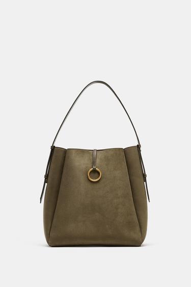 MAXI BUCKET BAG WITH METAL RING - Green by Zara