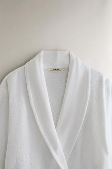 COTTON BATHROBE WITH APPLIQUÉ FABRIC - White by Zara - Image 1