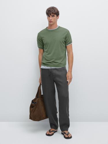 Zara Short sleeve knit T-shirt - Green - Image 0