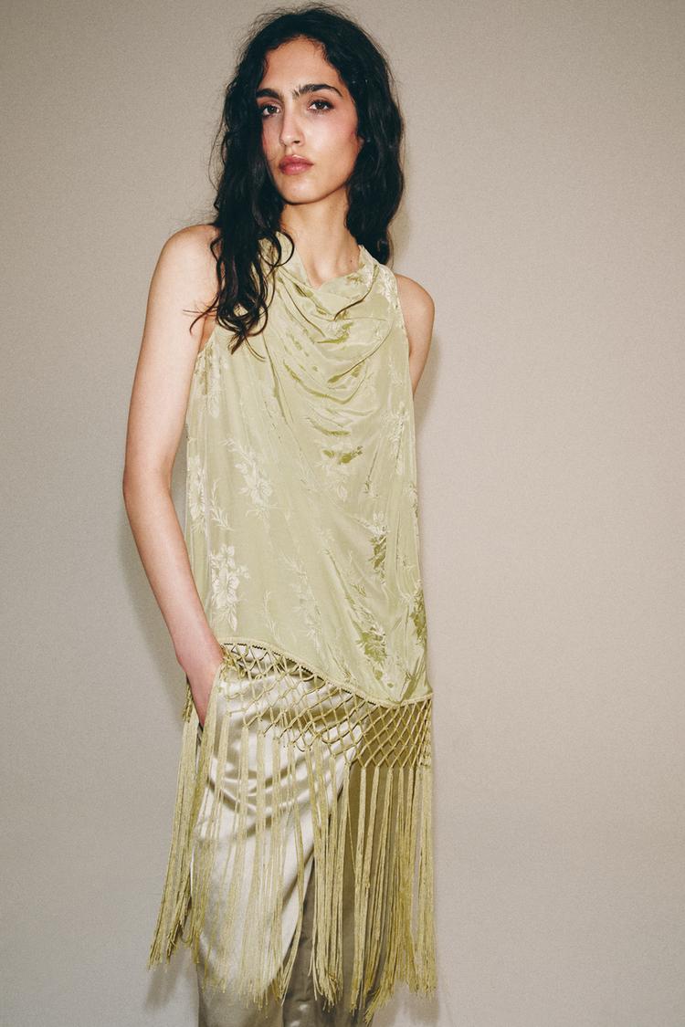 Top de punto con flecos jacquard ZW Collection 6
