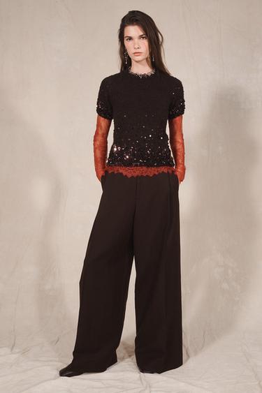 STRIKTRØJE I ULD OG ALPAKA MED PAILLETTER LIMITED EDITION - Brun fra Zara