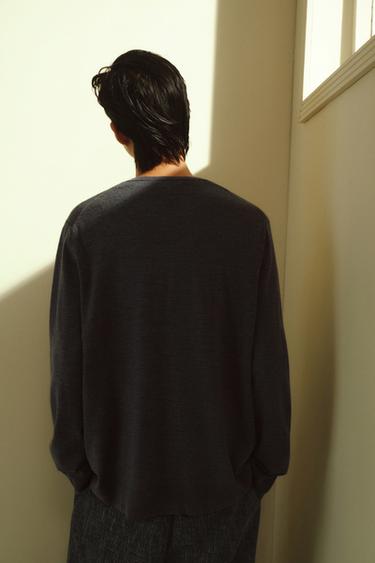 REGULAR FIT CARDIGAN WITH WOOL - Anthracite Grey by Zara