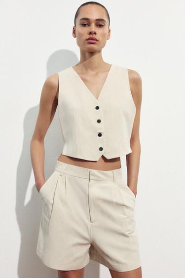 VISCOSE WAISTCOAT - Beige by Zara