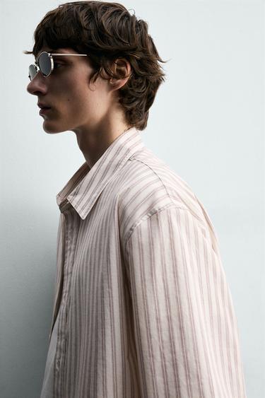 RELAXED FIT STRIPED SHIRT - Ecru by Zara - Image 5