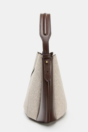 TOPSTITCH FABRIC BUCKET BAG - Ecru by Zara - Image 3