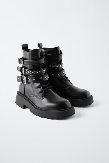 TRIPLE BUCKLE ANKLE BOOTS - Black by Zara - Image 1