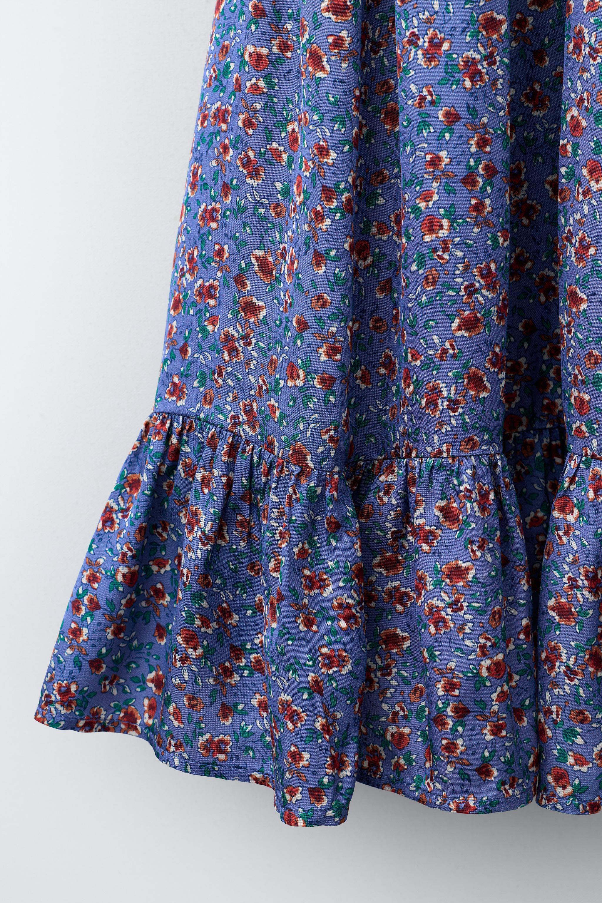blue floral print dress zara OSTTY