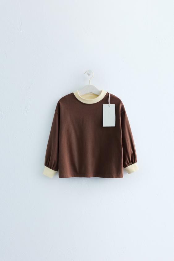 ZARA TIMELESS - CONTRAST COLLAR T-SHIRT - Chocolate by Zara - Image 0