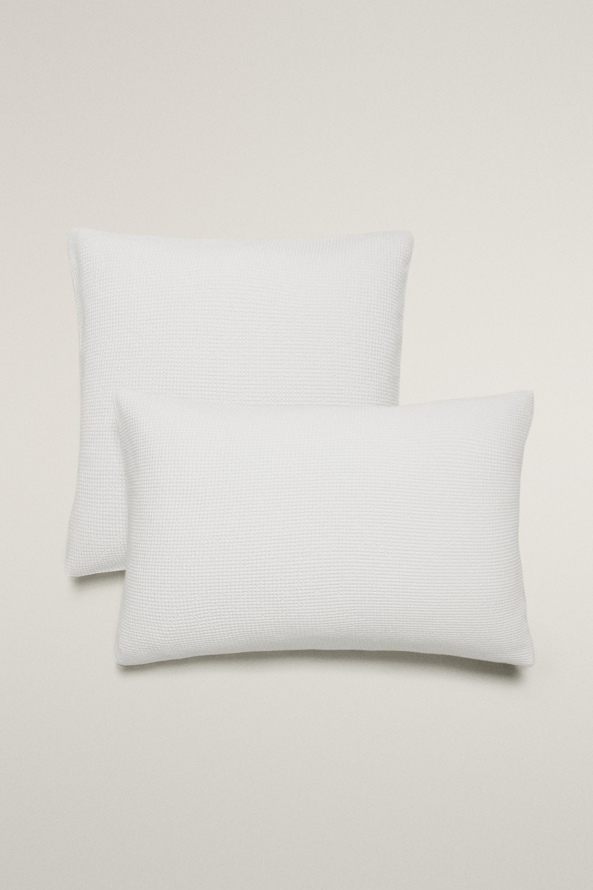 MINI WAFFLE-KNIT COTTON PILLOWCASE — White