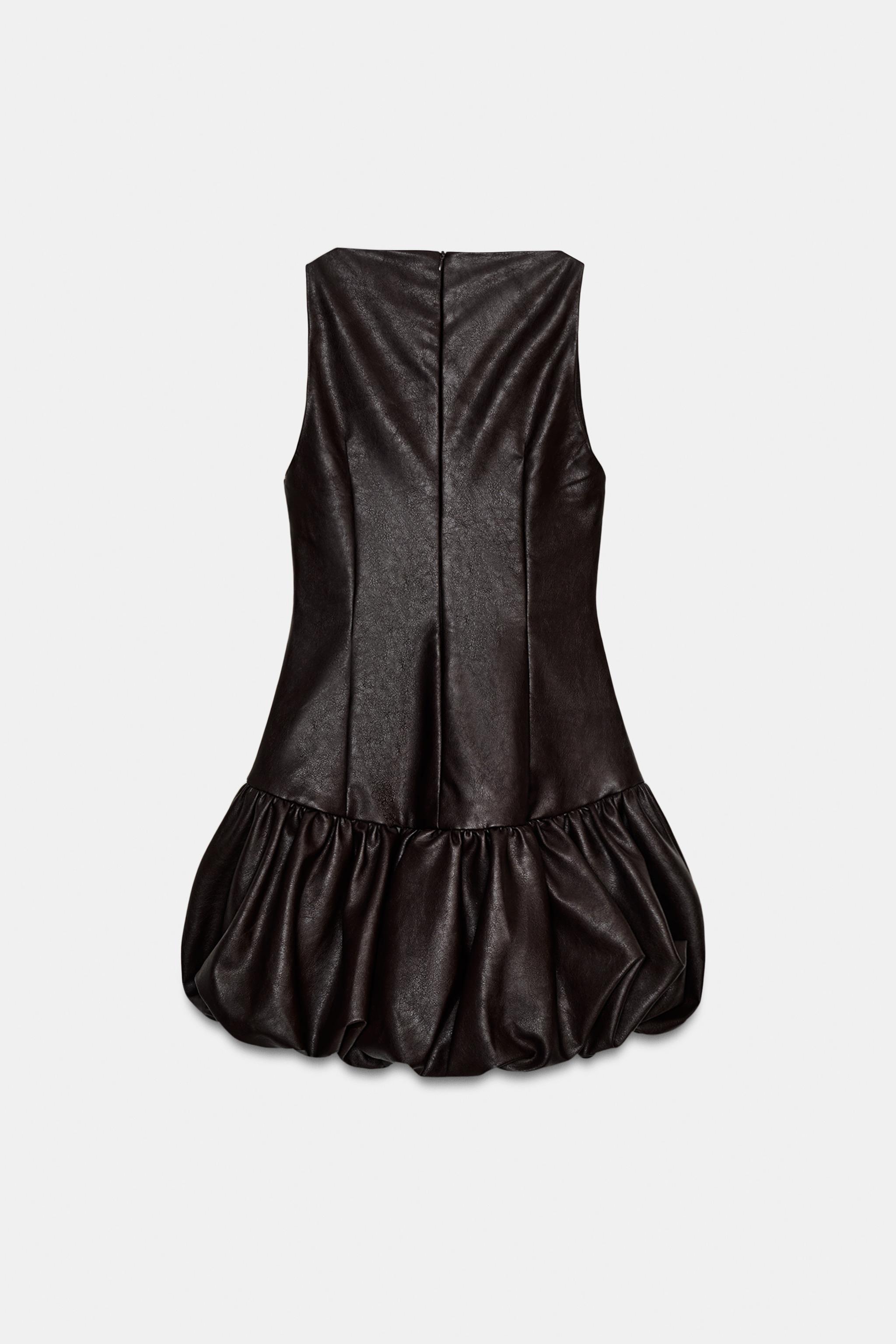 FAUX LEATHER BALLOON JUMPSUIT DRESS