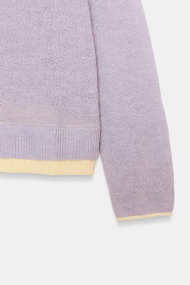 PULL EN MAILLE FINITIONS CONTRASTÉES - Lilas de Zara - Image 5