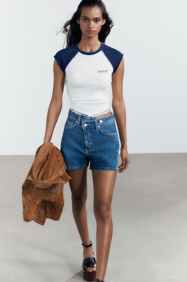 T-SHIRT MET PRINT - Wit / Marineblauw van Zara - Afbeelding 0
