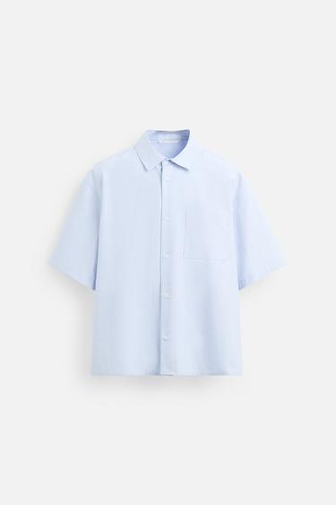 CAMISA ESTRUCTURA OXFORD - Celeste claro de Zara