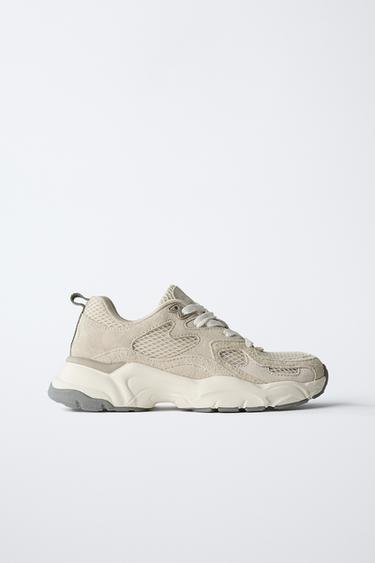 Zara PIECED SNEAKERS - Sandy Brown