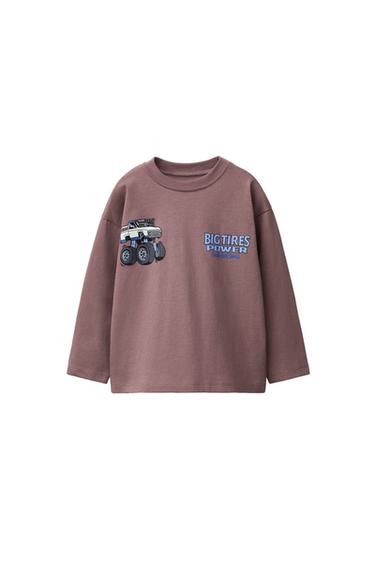 BIG TIRES MONSTERS WHEELS © PRINT T-SHIRT - Dark mauve by Zara