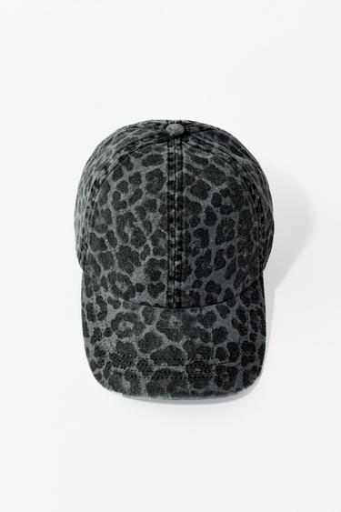 Zara ANIMAL PRINT TWILL CAP - Gray