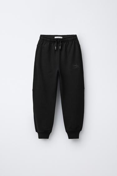 COMBINED WAFFLE-KNIT JOGGING TROUSERS - Black by Zara